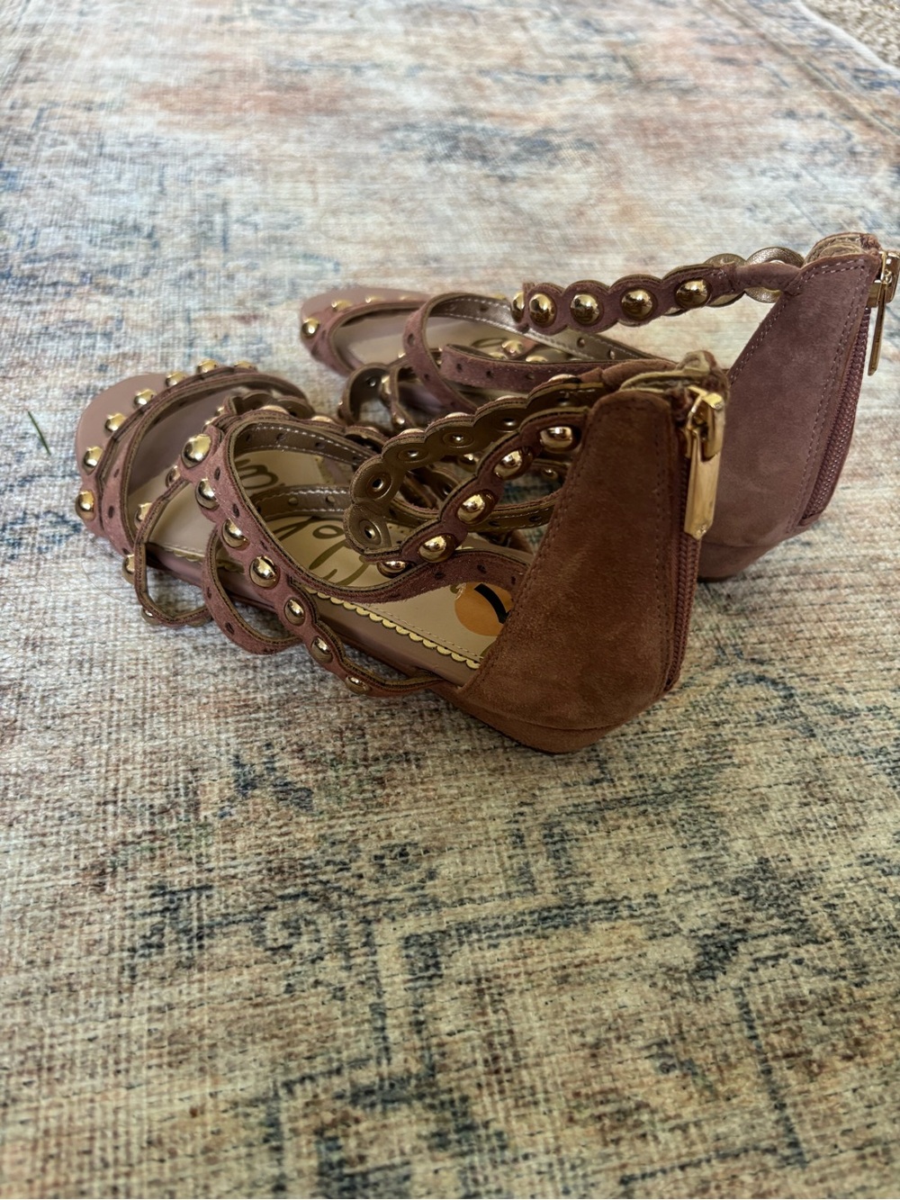Sam Edelman Mauve Studded Strappy Heels - Picture 7 of 16